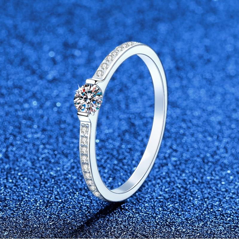 Sterling Moissanite Ring Women Classic Halo Design Sparkling Stackable Jewelry