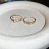 14k Gold Plated Zirconia Flower Open Ring - French Light Luxury Style, High-End Feel, Handcrafted Jewelry.