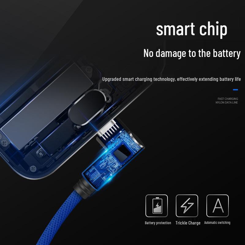 Braided Fast Charging Elbow USB-C Cable for Huawei, Samsung, Xiaomi, OPPO Phones