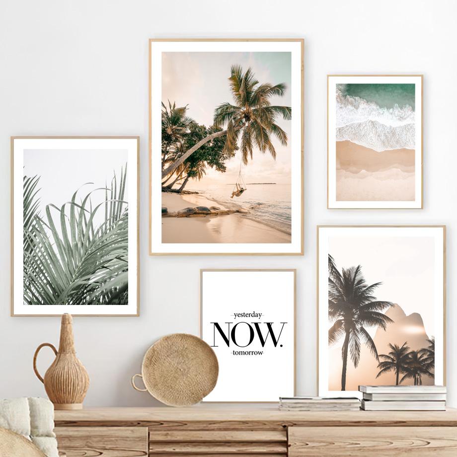 Palm Tree Beach Sea Whale Canvas Painting Islam Wall Art Pictures Nordic Posters Prints Modern Living Room Home Decor