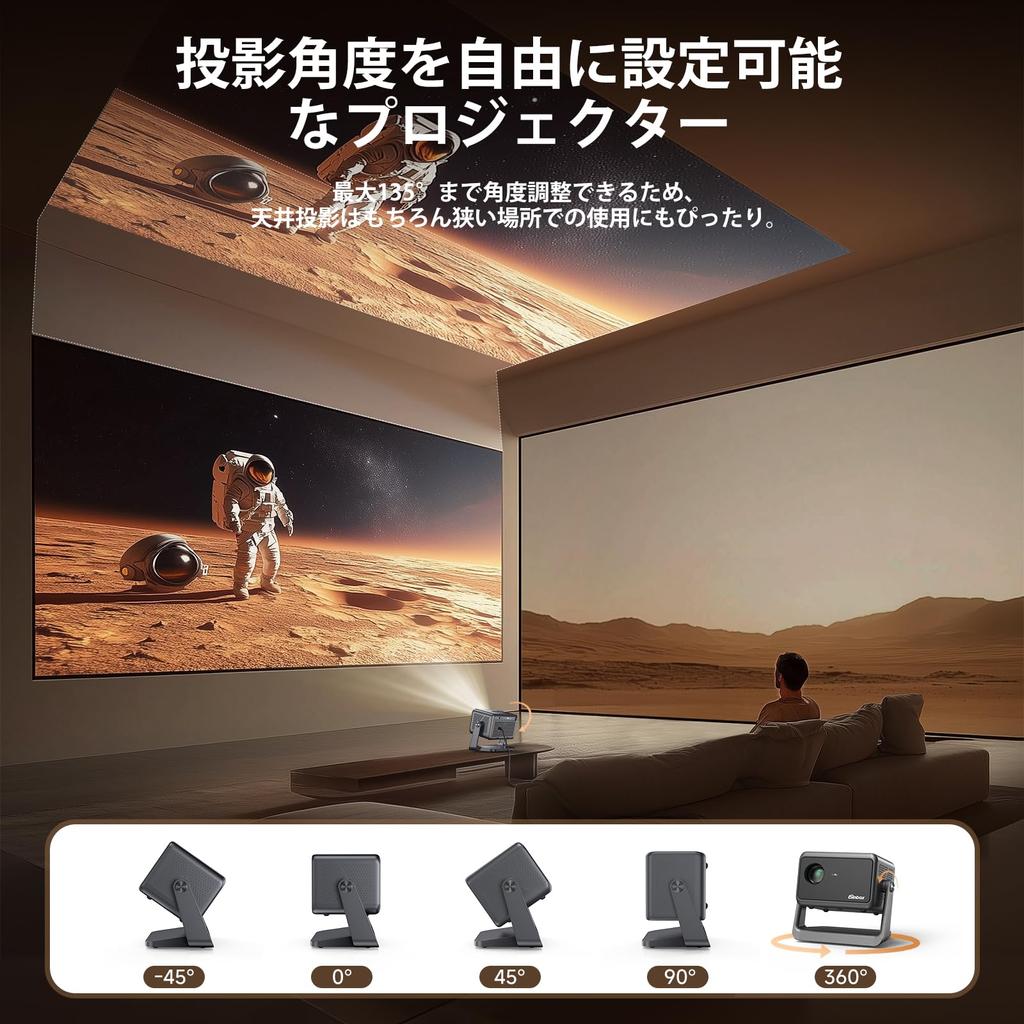 iSinbox 500ANSI Lumens Integrated Gimbal Small Projector Home Ceiling Projection 22000LM 1080P Compatible 6 Small Home Projector Automatic Keystone