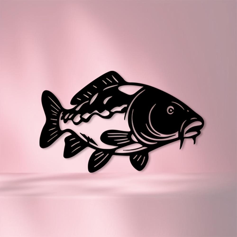 Wrought Iron Carp Fish Wall Art 1pc Metal Sculpture Mural Garden Living Room Zoo Corner Decor Christmas Gift Nature Lover
