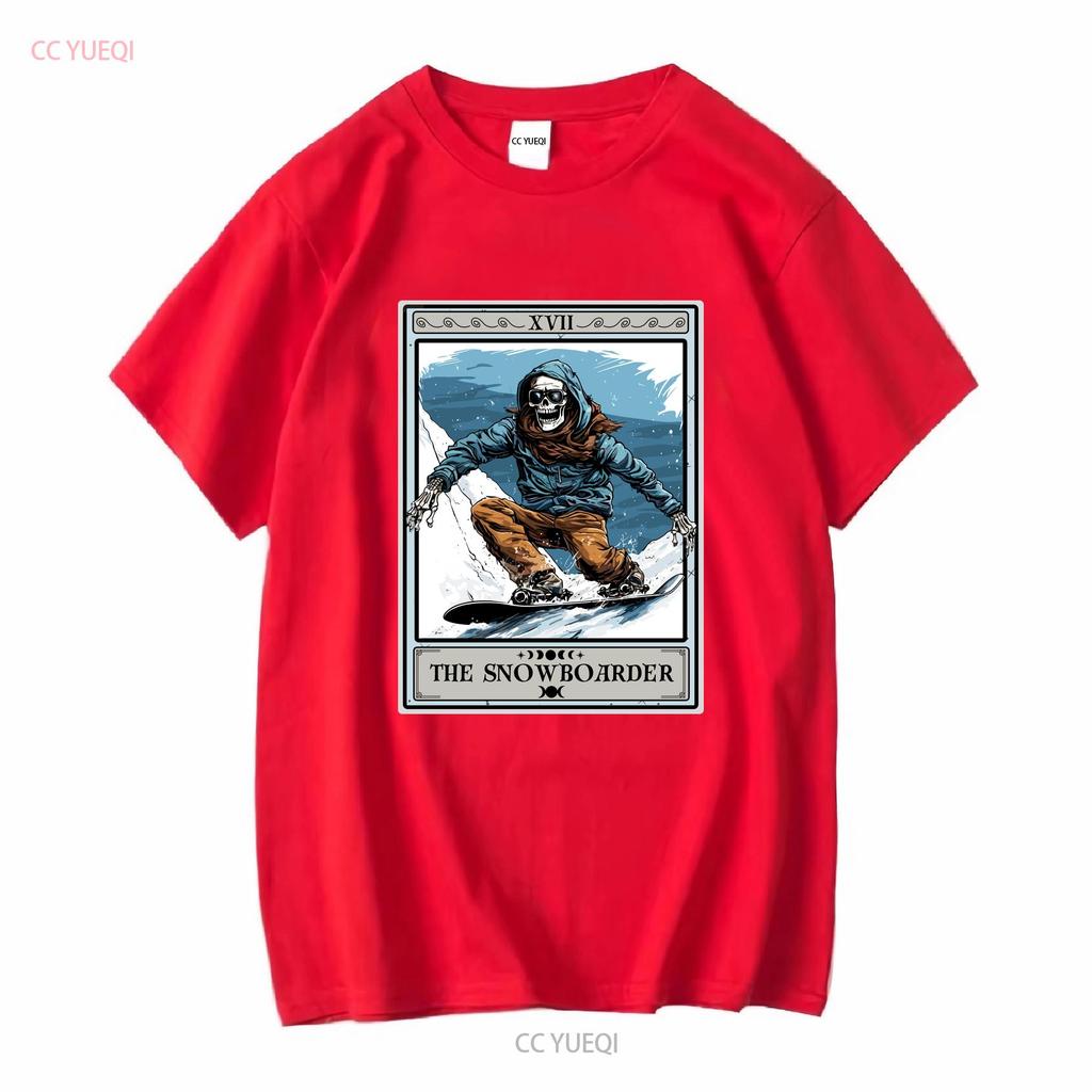 The Snowboarder Tarot Card T Shirt Snowboarding Vintage Washed Soft Top For Everyday Wear Versatile Breathable Casual
