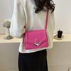 High-Quality Textured Crescent Lock Small Square Shoulder Crossbody Bag for Women - 2023 Trendy & Versatile Commuter Style