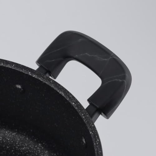 Bestco NX-152 Marble Kitchen 20cm Casserole Saucepan, Black, Marble Pattern, Induction/Gas Cookware