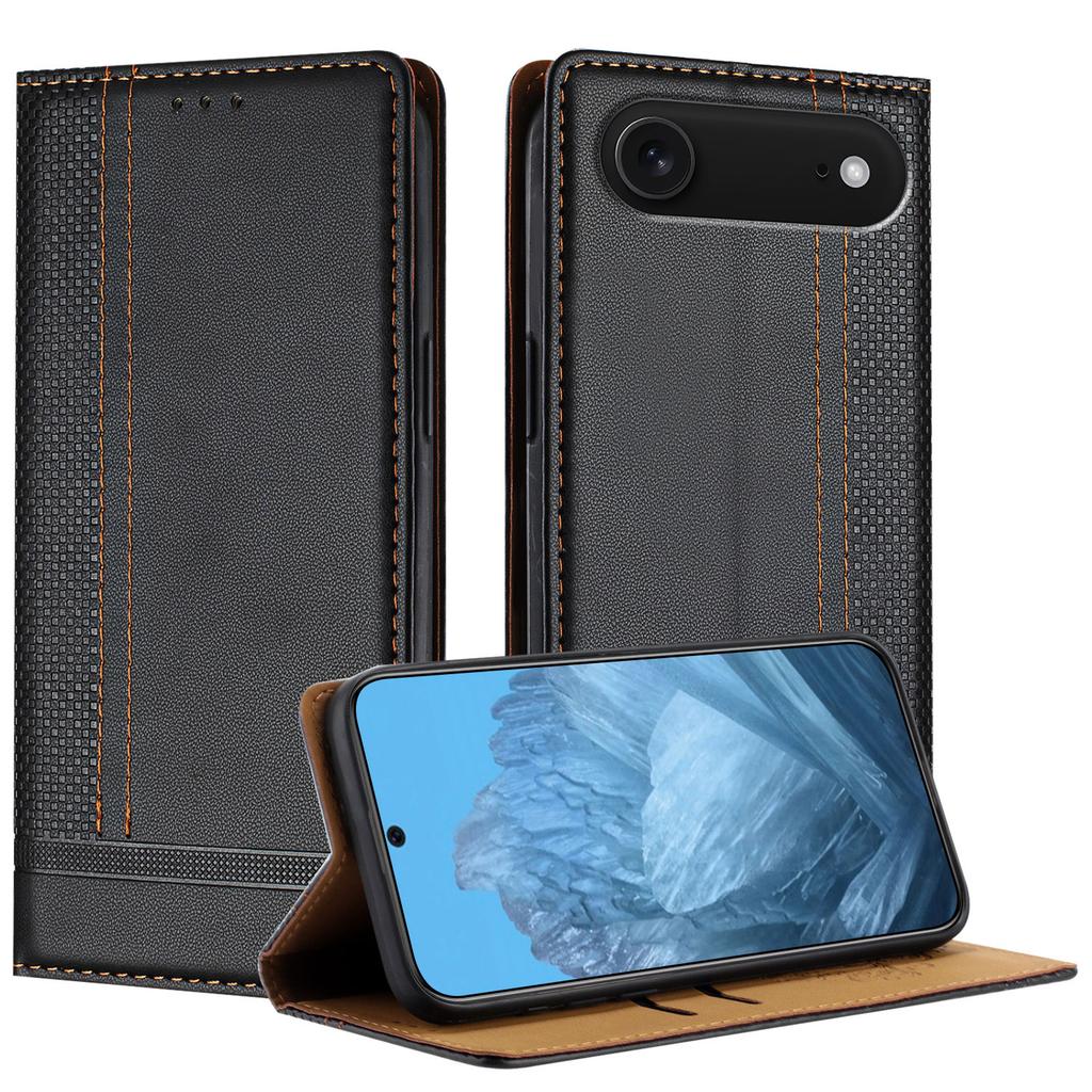 For iPhone Air Case L-Shaped Grid Pattern Leather Stand Phone Cover with Card Slots