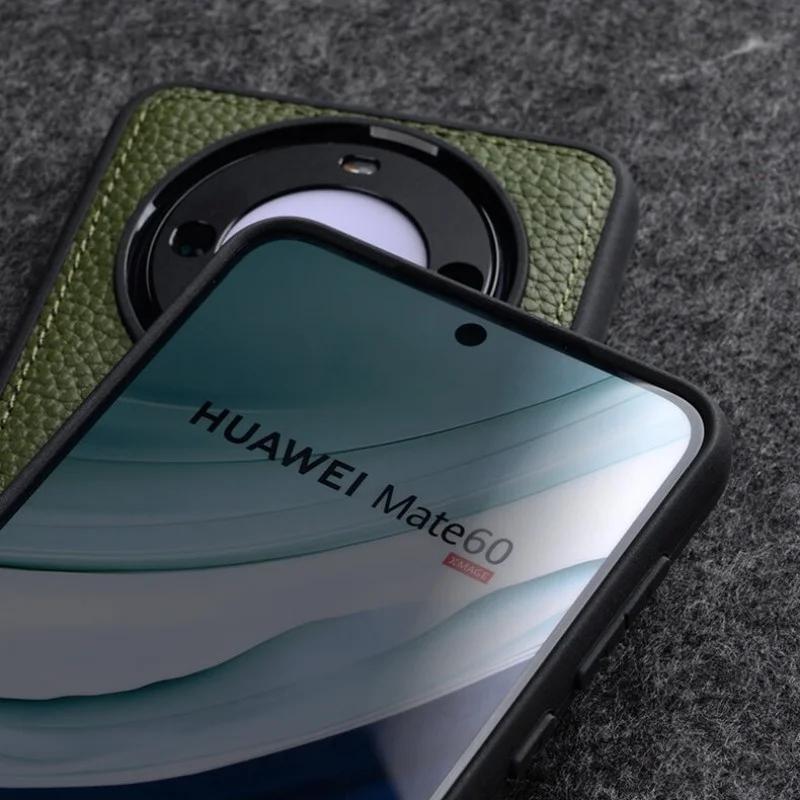Melkco Genuine Cowhide Leather Case for Huawei Mate 60 Pro Plus Mate 60 Silicone Bumper Camera Protective Shockproof Back Cover