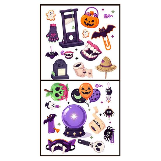 Reusable Glass Decor 2Pcs Halloween Static Window Clings, Sticker with Pumpkin Ghost Bat Indoor Outdoor Art Spider Ball Decals, Wall Stickers for Shop
