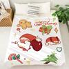 Christmas Flannel Blanket Printed Office Nap Throw Winter Warm Blanket for Desk Home Use