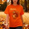 Funny Turkey Moo TShirt Thanksgiving Turkey TShirt Fall Season Shirt Family Thanksgiving Gift Clothing Unisex Women Casual Tops