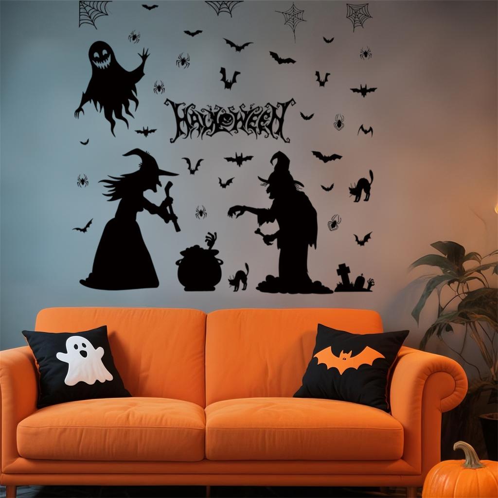 Halloween Window Clings Haunted House Ghost Pumpkin Window Stickers Decals Festive Decorations for Home Party