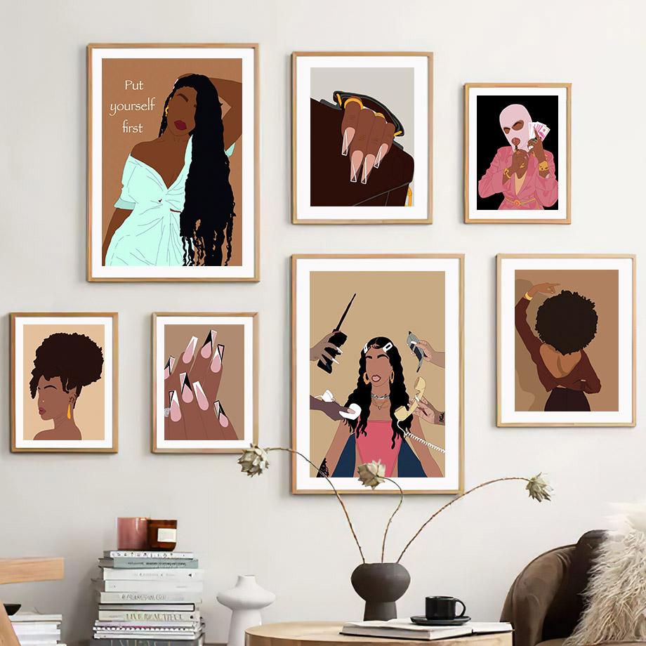 

Длинные черные модные танцевальные леди Хари, современный декор для гостиной, постеры и принты, настенная живопись на холсте, настенные панно для салона