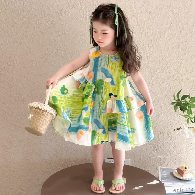 Mädchen Farbverlauf Regenbogen Hosenträger Rock Kleid Sommer Meeresstrand Rock