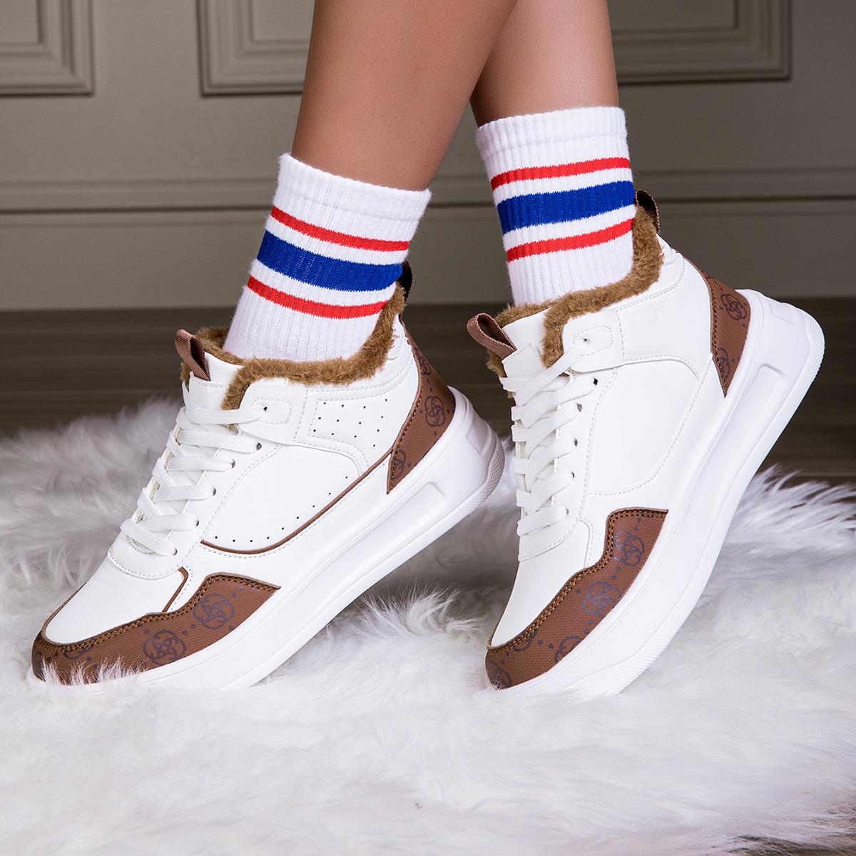 TUINANLE зимняя женская обувь теплые плюшевые кроссовки из искусственной кожи на плоской — фото 6