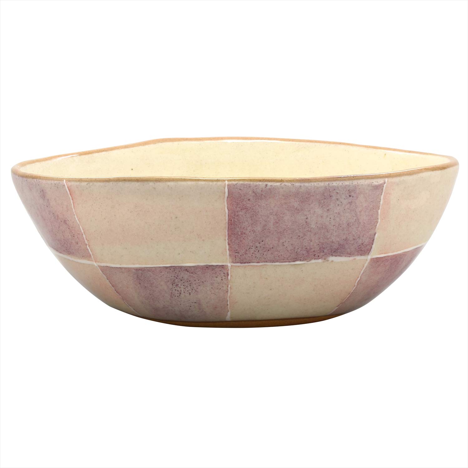 

Mino Ware Oval Bowl Colored Checkered Pink 580-17