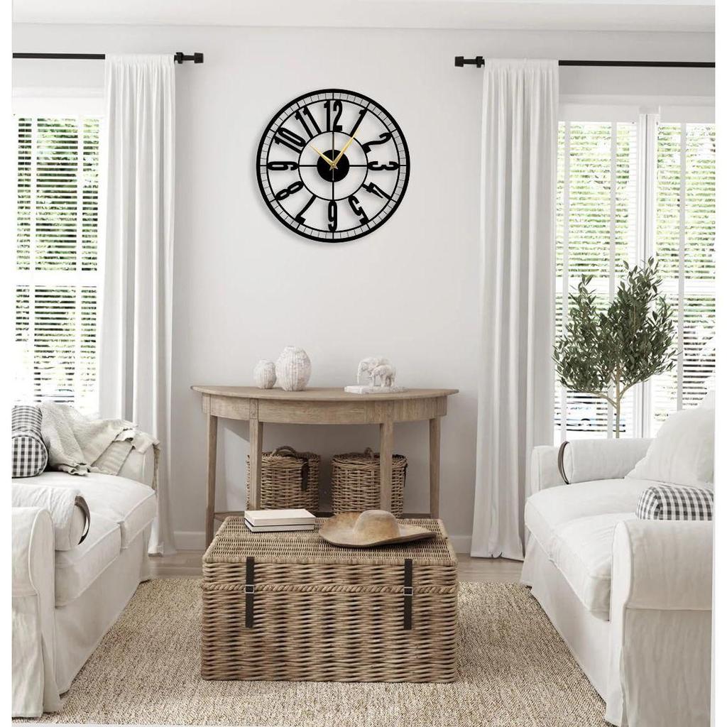 Stylish Watch Wall Clock with Numbers/Large Size Clock & Wall Ornament/Metal Outdoor Wall Clock for Bedroom, Office -Black