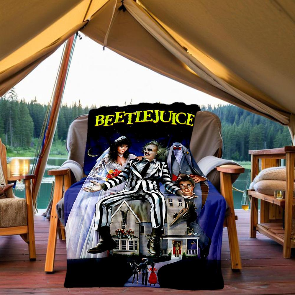 

1PC Beetlejuice Halloween Outdoor Blanket Lightweight Flannel, Soft & Warm, All-Season, Outdoor, Camping, Living Room, Office, L1106076 80x120cm