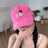 Cute Dog Baseball Cap For Women Outdoor Sunshade Duck Tongue Caps Sweet Bow Peaked Hat Big Brim Adjustable Girl Sunscreen Visors