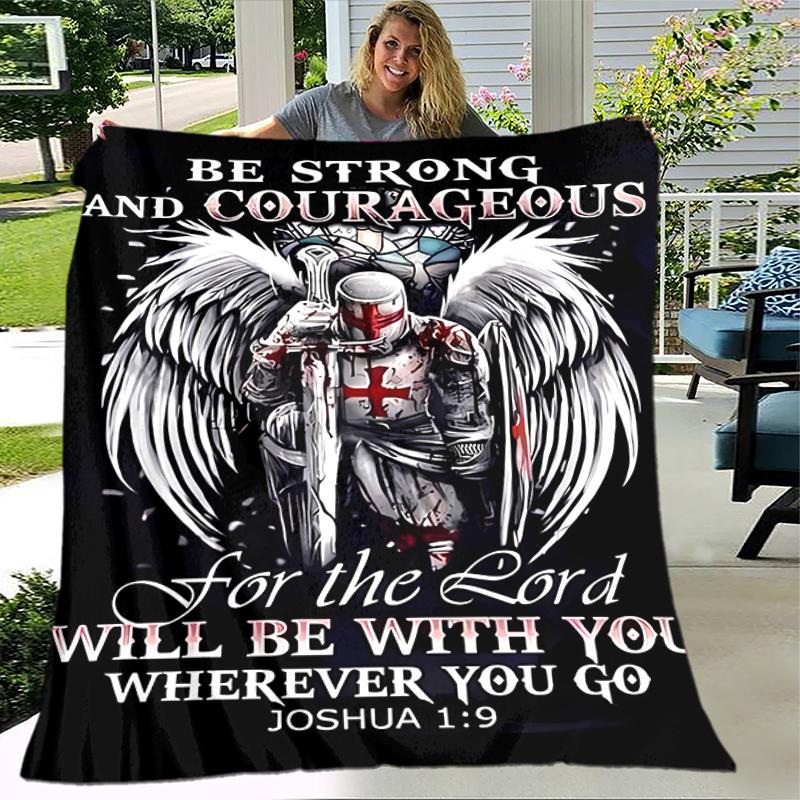 1pc Blanket Knights Templar Print Design, Lightweight Blanket for Sofa, Bed- Soft &Warm, Gift for All Seasons like Christmas, Halloween