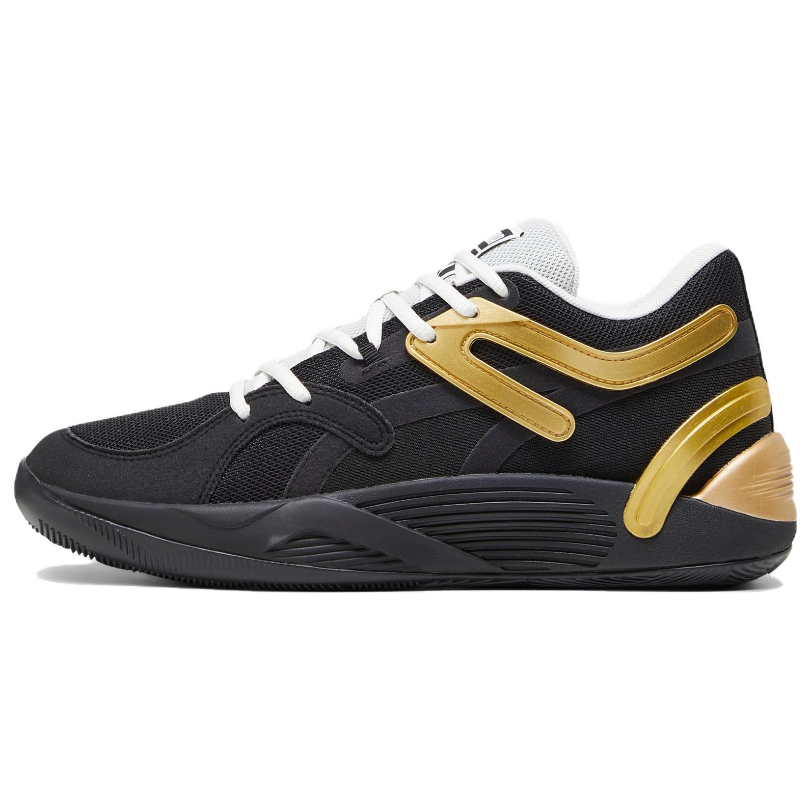 

New PUMA Trc Blaze Court Basketball Shoes Black Gold 376582-32 42