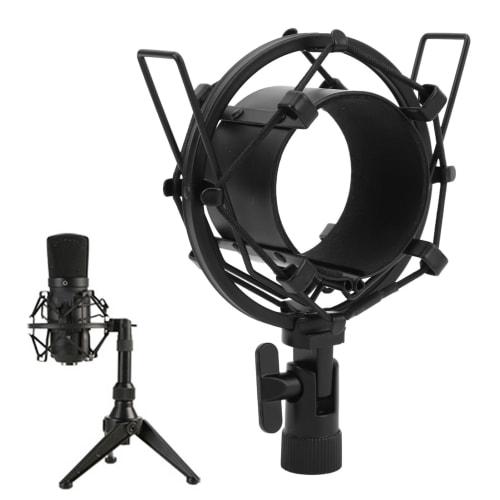 Aluminum Alloy Microphone Shock Mount Holder with Anti-Vibration Pad Inserts, Fits 55-65mm Microphones, Easy Installation in Studio Broadcast Recordin