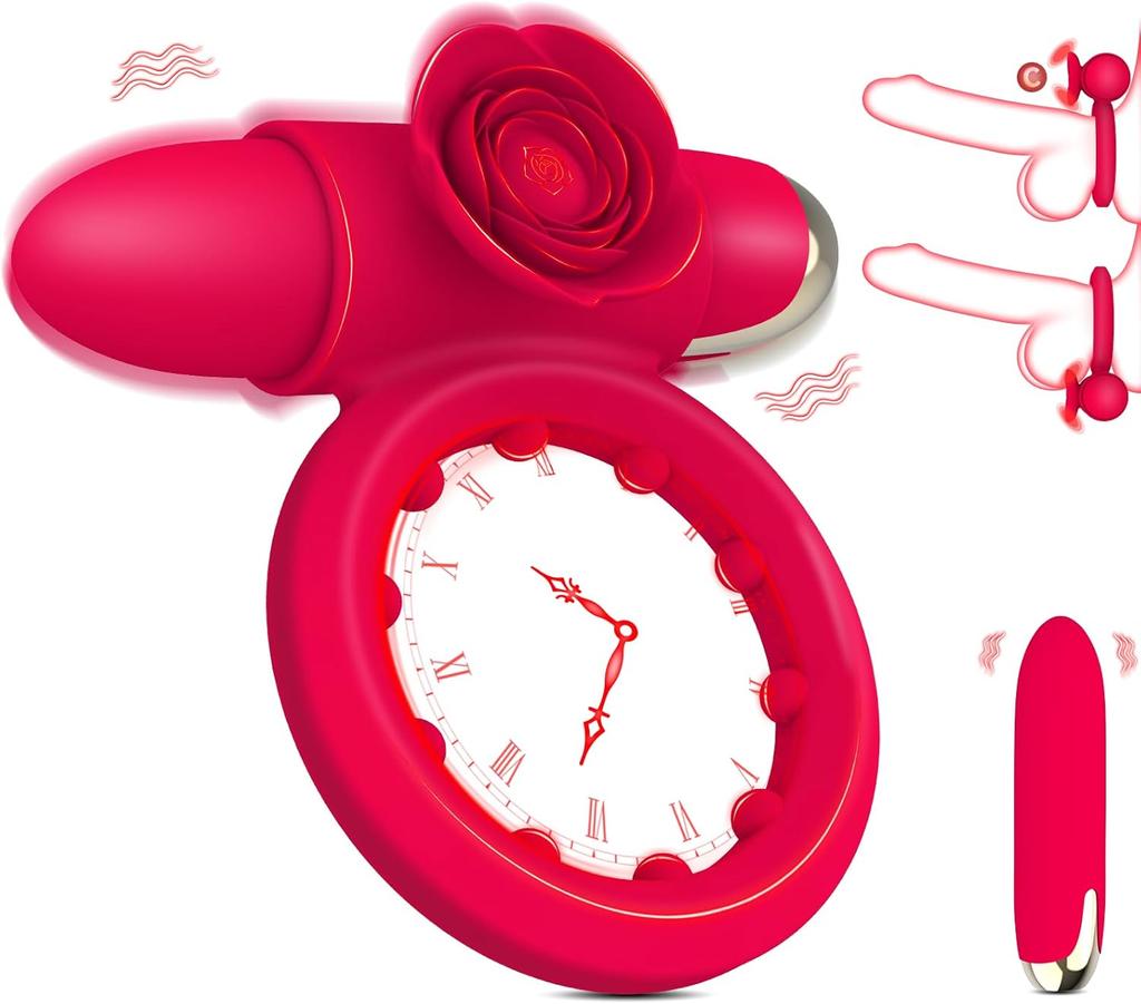 Mini Rose Couple's Cock Ring,Penis Vibrator Extender for Delayed Ejaculation and Erection,G-Spot Clitoral Stimulation, Couple's Adult Sex Toy