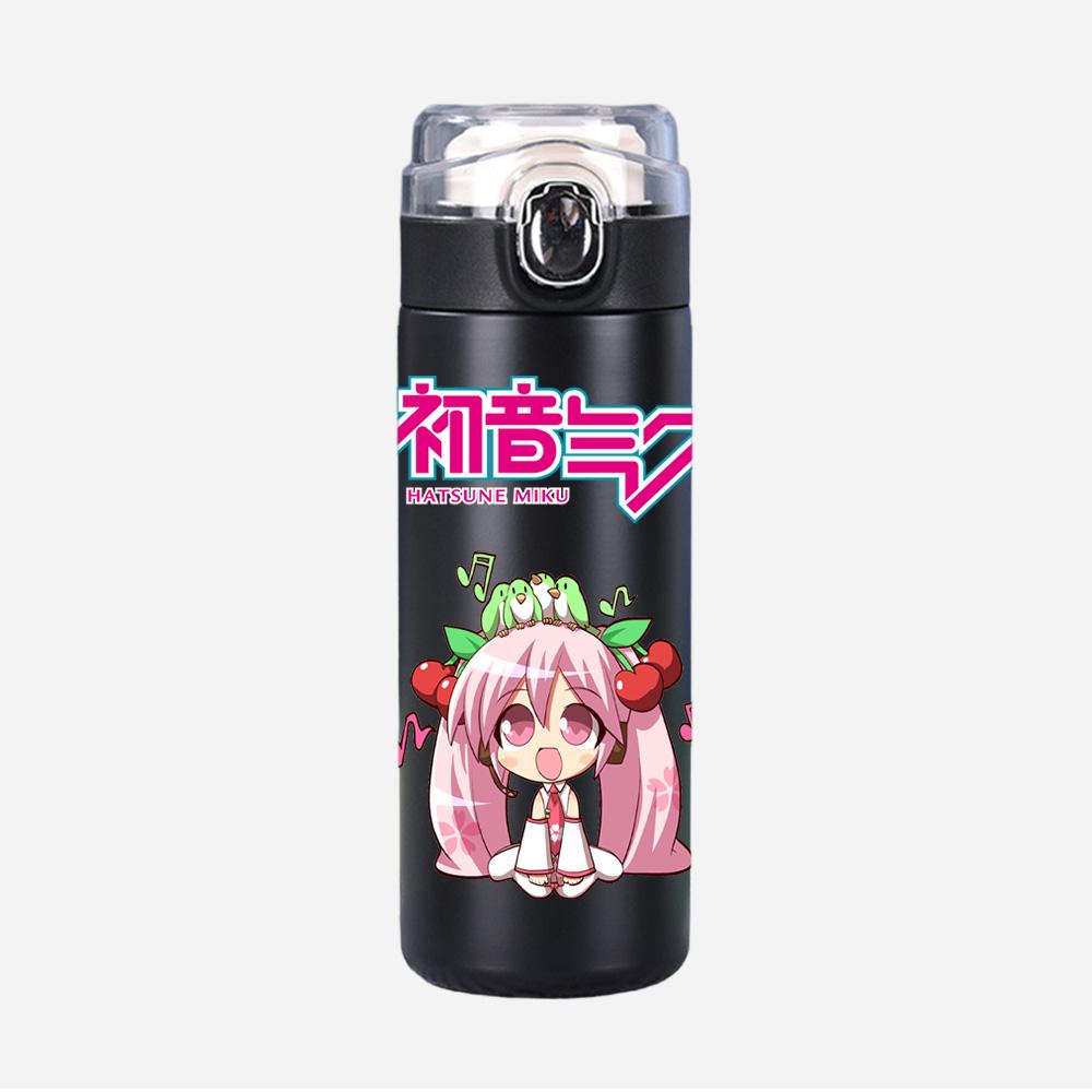 Tazza Termica Stampata Anime Hatsune Miku Portatile Acciaio Inossidabile 400ml Borraccia Anti-perdita Tazza da Campeggio Regalo
