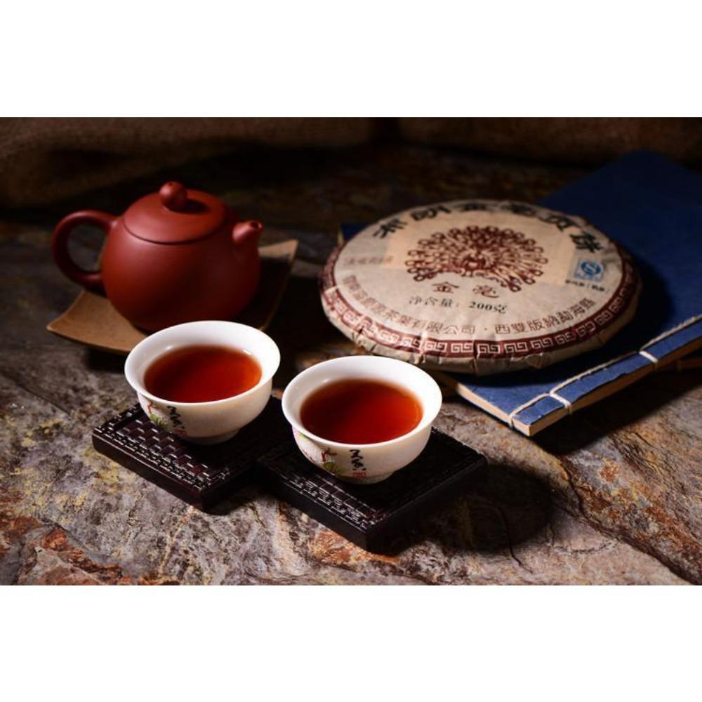 Yunnan Pu'er Tea 200g Ripe Tea Cake Jinmao Gong Cha Old Tree Fermented English: Yunnan Pu'er 200g Ripe Tea Cake Jinmao Gong Old Tree Fermented