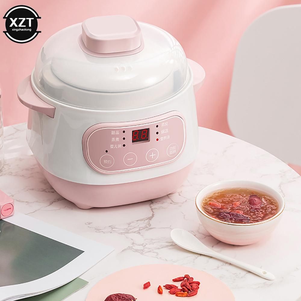 220V 1L Mini Electric Stewing Pot Ceramic Inner Multi Cooker Household Automatic Electric Slow Stewart Boiling Porridge Soup pot