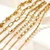 Chunky Stainless Steel Link Chain Bracelet For Woman, Gold Plated Layering Bracelets Wristband Waterproof Jewelry