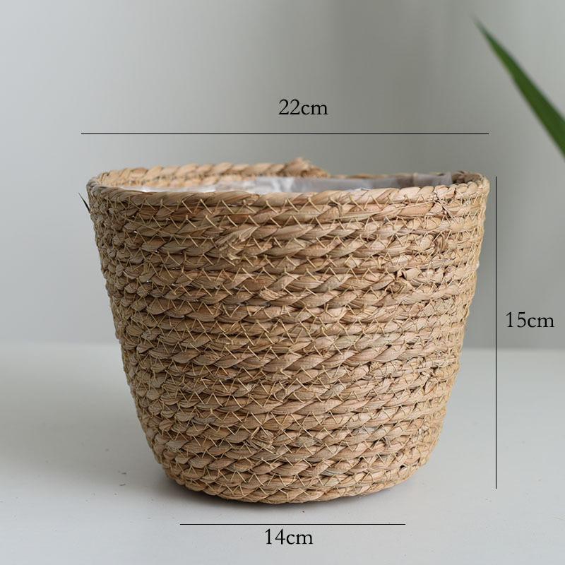Creative Straw Woven Flower Basket for Green Plants - Living Room or Balcony Decoration