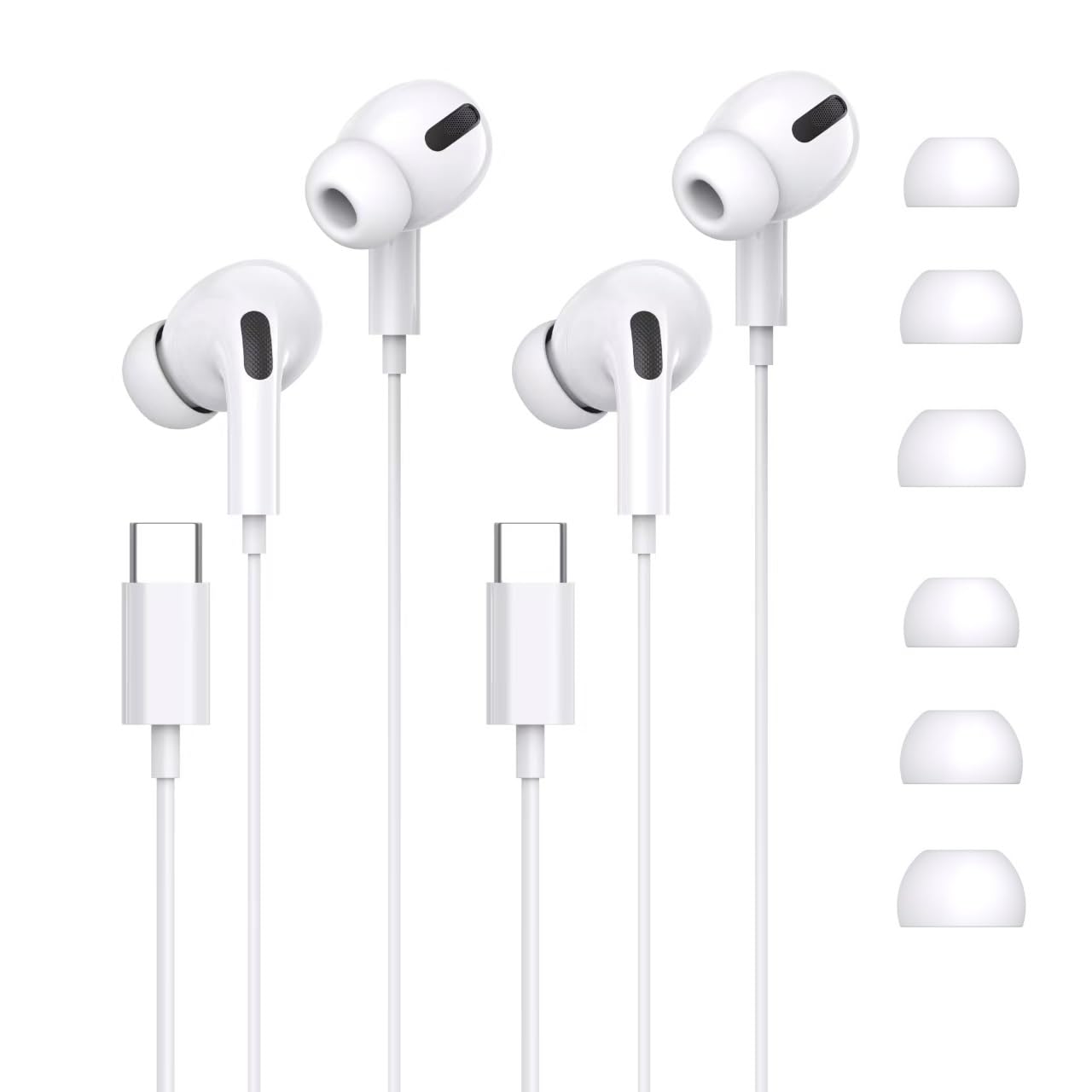 

Wired Type-C Earphones [Compatible with iPhone 1615, 2025 New Edition, 2-Pack] HiFi Clear Calls, Compact and Lightweight, Clear Calls, Remote Control