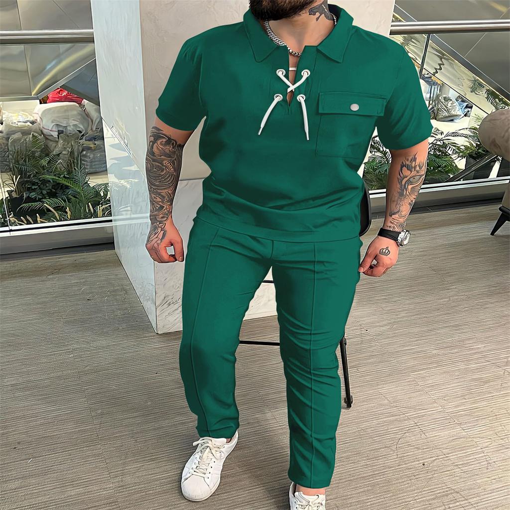 Herbst Mode männer Hemd Casual T-shirt Kurzarm Casual Hosen Hip Hop Persönlichkeit Set