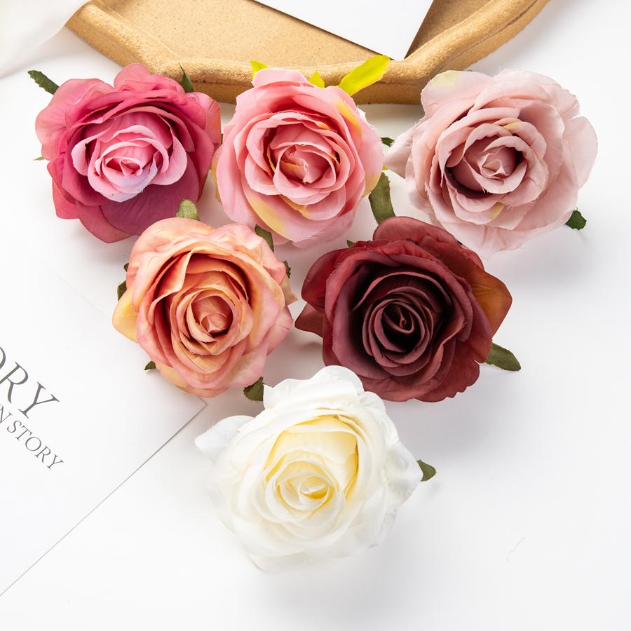 100Pcs Artificial Flowers Wholesale Wedding Garden Rose Arch for Home Decoration Accessories Party Scrapbooking Christmas Wreath