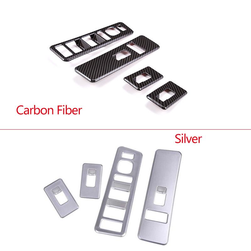 Car Glass Lift Button Decorative Frame Sticker ABS Carbon Fiber Silver For Hummer H2 2003-2007 Car Interior Accessories