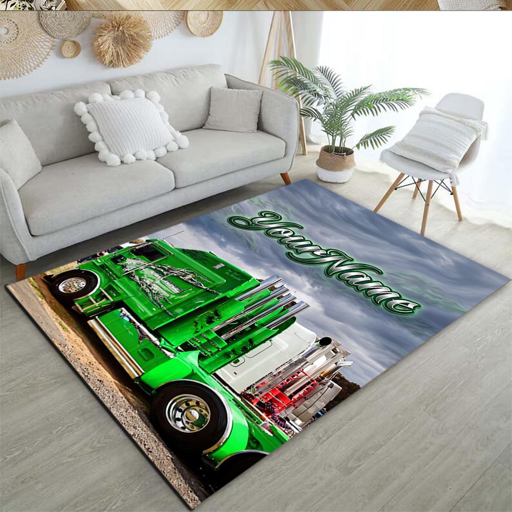 Kw Heavy Trucks Personalized Name Floor Mat Design for Study Room Kitchen Playrooms Decorate Room Antislip Carpet Decorate Offices