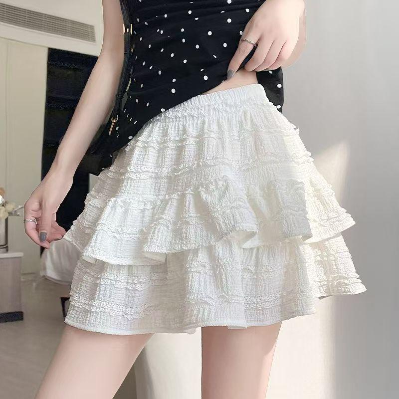 Purely desirable ballet-style sweet cake skirt women's clothing 2026 new high-waisted slimming A-line short skirt with anti-exposure design