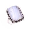 Natural Blue Lace Agate Gemstone 925 Solid Sterling Silver Jewelry Ring S.9 Z5J50