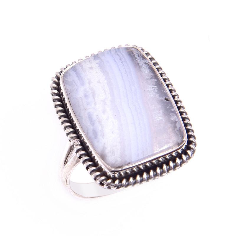 Natural Blue Lace Agate Gemstone 925 Solid Sterling Silver Jewelry Ring S.9 Z5J50