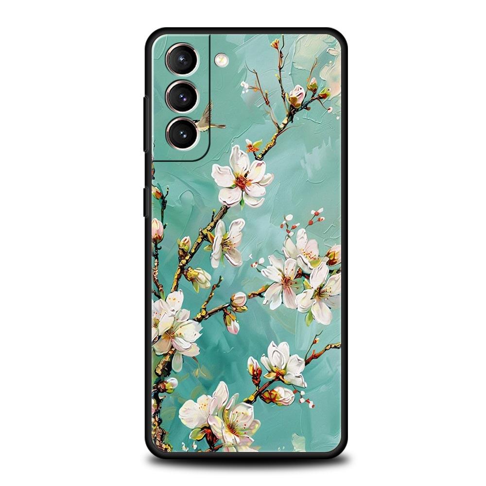 Phone Case For Samsung Galaxy S25 Edge S24 S23 S22 S21 Ultra S20 FE 5G S10 S10E S9 Plus Soft TPU Cover Oil Painting Flower