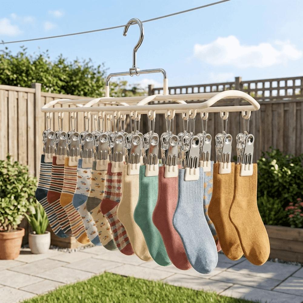 Non-slip Multi-Clip Drying Rack Windproof Unmarked Underwear Drying Rack Laundry Airer  Outdoor