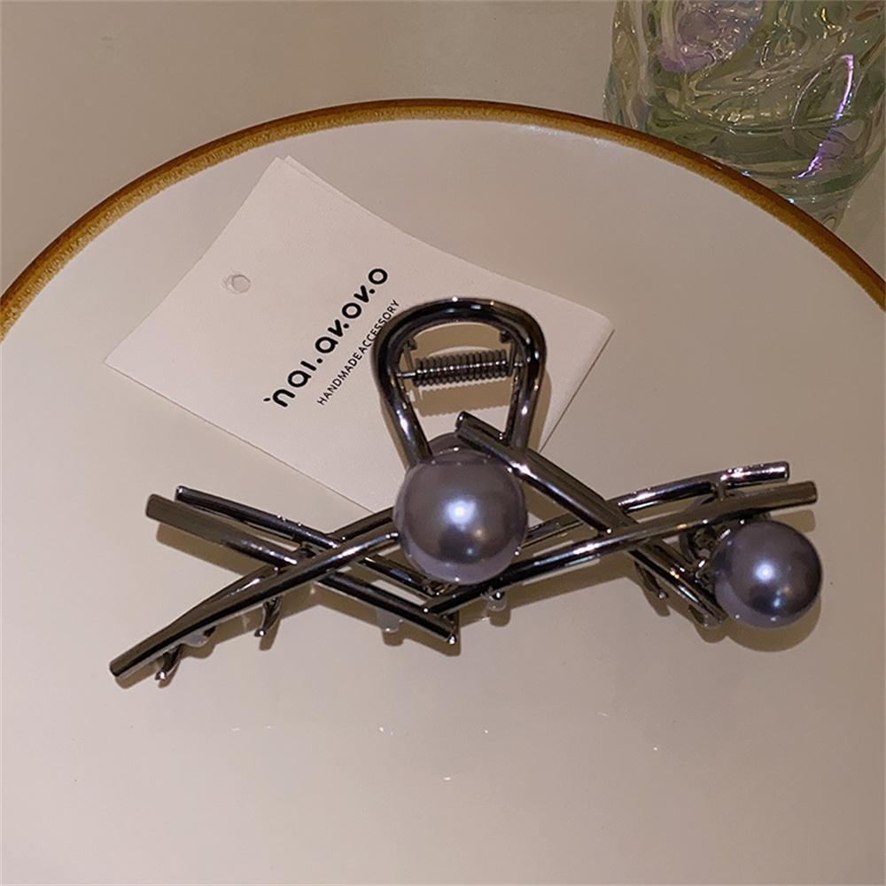 

Жемчужный Х-образный металлический коготь для волос, полые заколки для волос, заколки в виде крабов, головные уборы, заколка для волос, заколка для женщин, хвост, аксессуары для волос