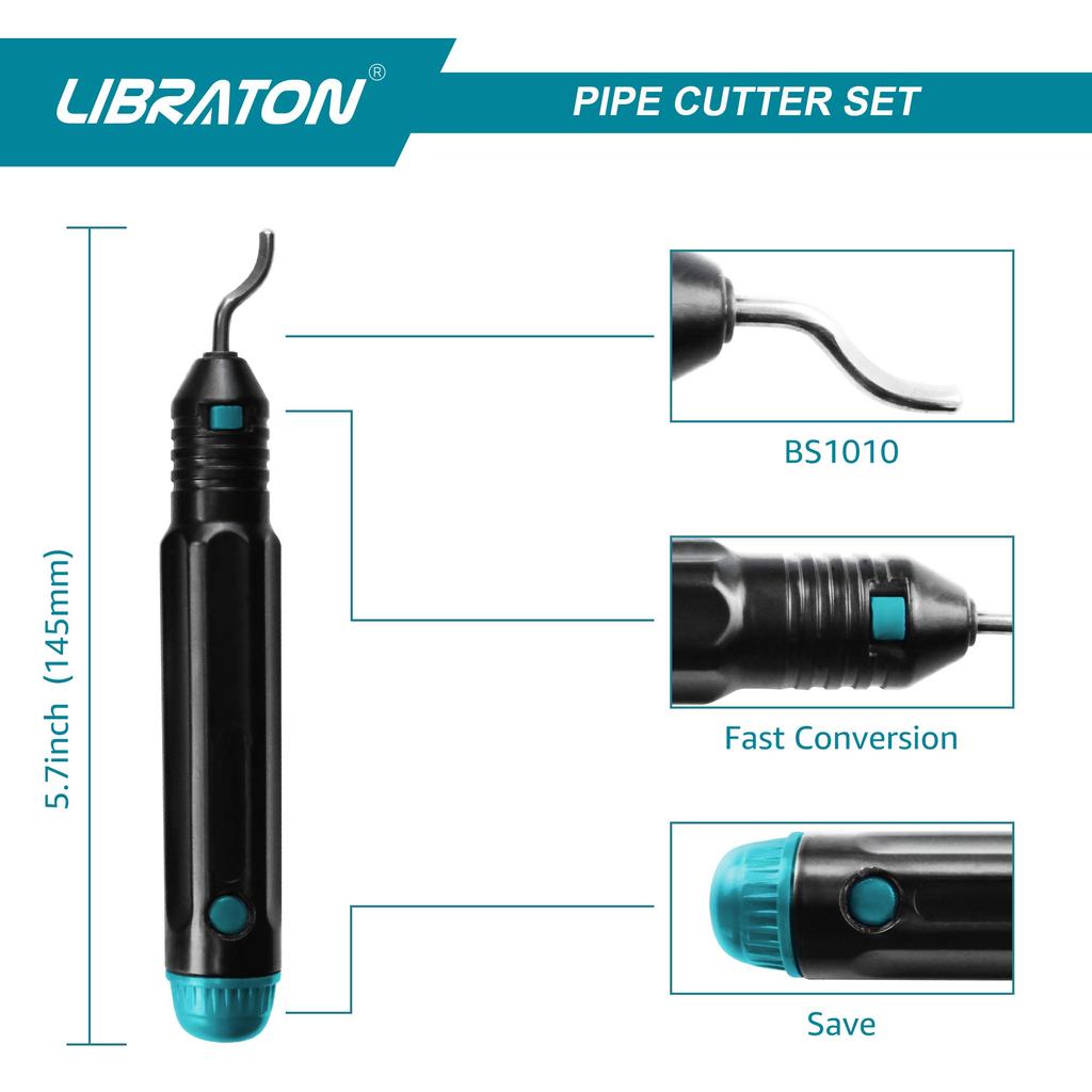 LIBRATON Pipe Cutting Capacity Tube Cutter for Stainless Comes with HSS Deburring Compatible with Copper Aluminum Thin Wall Stainless Steel Thick Wall