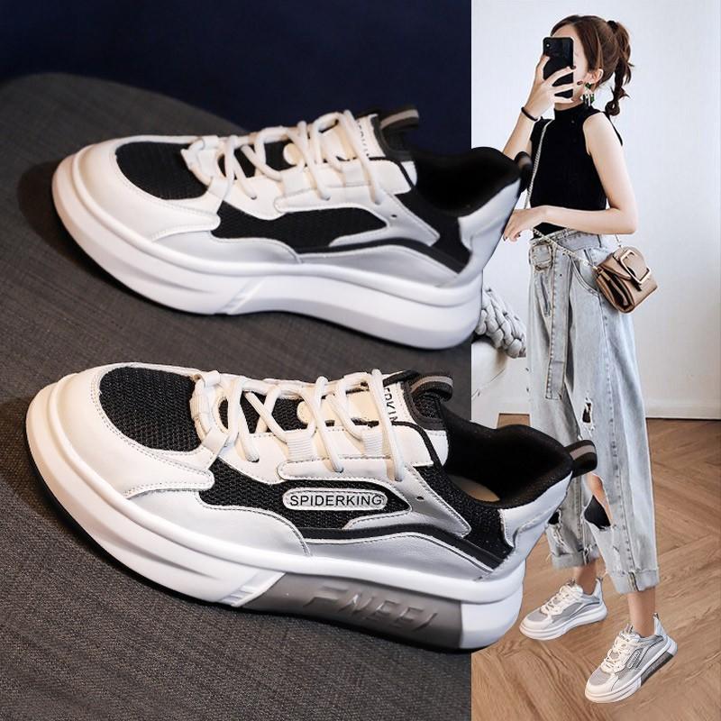 Women's Thick-Soled White Shoes New Versatile Breathable Sports Casual Sneakers Summer Thin Mesh Shoes