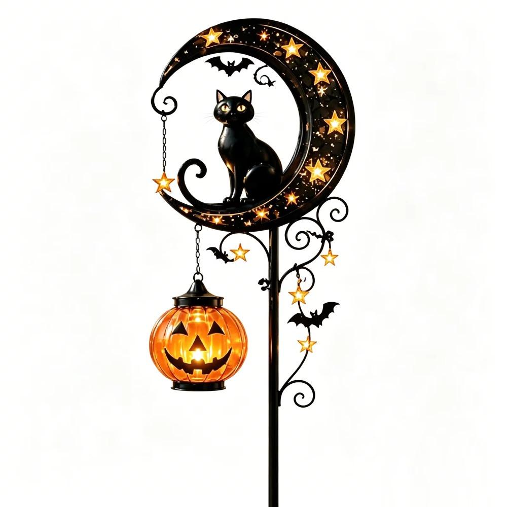 Waterproof Solar Lamp Iron Cat Moon Design Auto On/Off Solar Garden Lights Pumpkin Design Jack-o-lantern Design