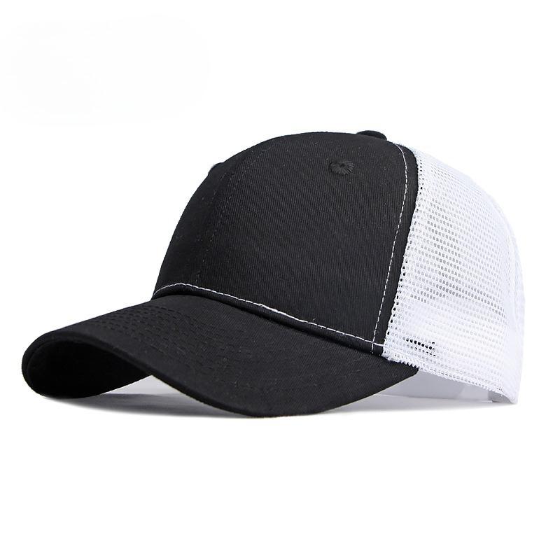 Unisex Summer Mesh Trucker Hat Structured Hard Top Baseball Cap Breathable Color Block Sun Protection Sports Cap for Men Women