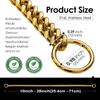 18K Gold Chain Dog Collar 10MM Cuban Link Chain Stainless Steel Metal Links Walking Training Collar designed for Small Medium Large Dogs