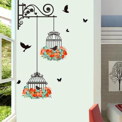 Creative  Bird Cage Decorative Painting Tv Background Kitchen Can Remove Wall Stickers Decorative Wall Stickers