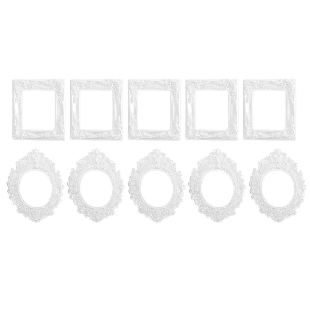 10pcs DIY Mini Photo Frames Resin Crafts Phone Case Decor Vintage Oval Photo Frame Vintage Picture Frame DIY Jewelry Accessories