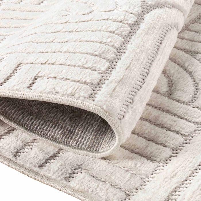 Tapis salon à relief géométriques écru 120x180